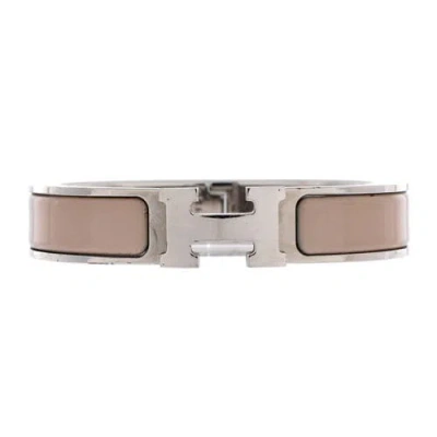 Pre-owned Hermes  Hermes Clic H Bracelet Enamel Narrow In White