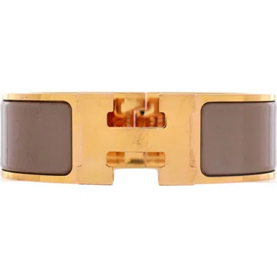 Pre-owned Hermes  Hermes Clic H Bracelet Enamel Wide In Neutral