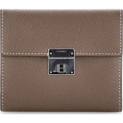 Pre-owned Hermes  Hermes Clic Wallet Epsom 12 In Brown