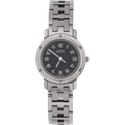 Pre-owned Hermes  Hermes Clipper Quartz Watch Stainless Steel 24 In Metallic