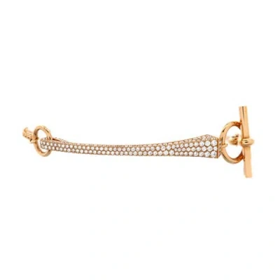 Pre-owned Hermes  Hermes Clou De Forge Chain Bracelet 18k Rose Gold With Pave Diamonds