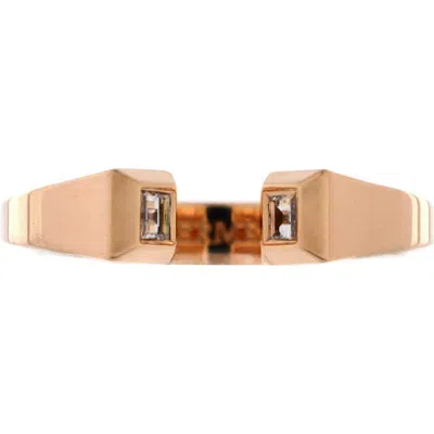 Pre-owned Hermes  Hermes Clou De Forge Ring 18k Rose Gold With Diamonds Small