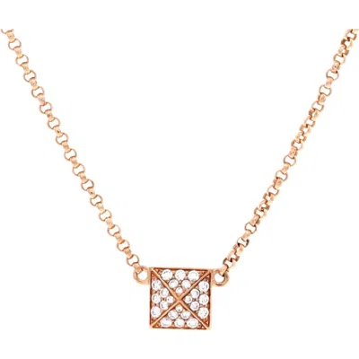 Pre-owned Hermes  Hermes Clou D'h Pendant Necklace 18k Rose Gold With Diamonds Small