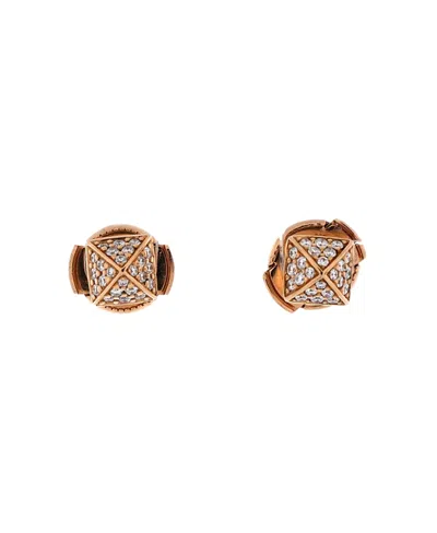 Pre-owned Pre-owned Hermes  Hermes Clou D'h Stud Earrings 18k Rose Gold With Diamonds In Pink
