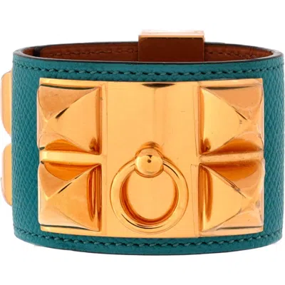 Pre-owned Hermes  Hermes Collier De Chien Bracelet Leather In Green