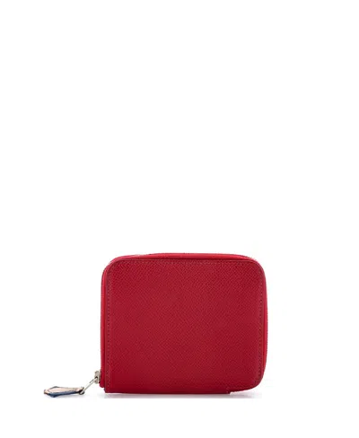 Pre-owned Pre-owned Hermes  Hermes Compact Azap Zip Around Wallet Silk'in Epsom In Burgundy