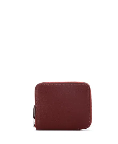 Pre-owned Pre-owned Hermes  Hermes Compact Azap Zip Around Wallet Silk'in Evercolor In Burgundy