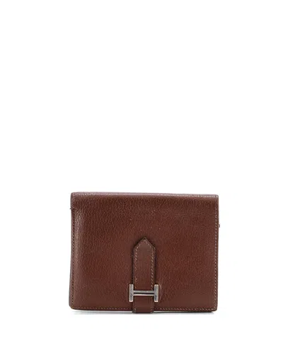 Pre-owned Pre-owned Hermes  Hermes Compact Bearn Wallet Tadelakt In Brown