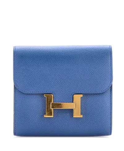 Pre-owned Pre-owned Hermes  Hermes Compact Constance Wallet Epsom In Blue