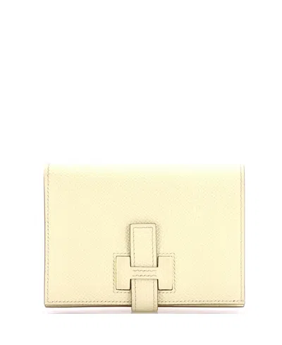 Pre-owned Pre-owned Hermes  Hermes Compact New H Passant Wallet Epsom In Yellow