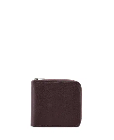 Pre-owned Pre-owned Hermes  Hermes Compact Zipengo H Verso Bifold Wallet Leather In Burgundy