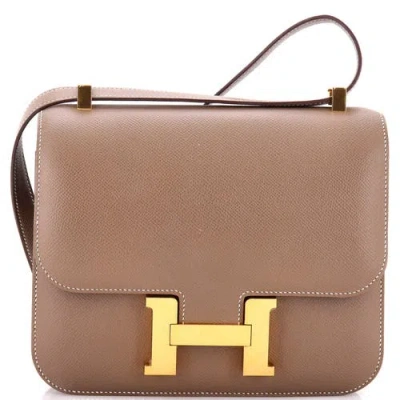 Pre-owned Hermes  Hermes Constance Bag Epsom 24 In Gray