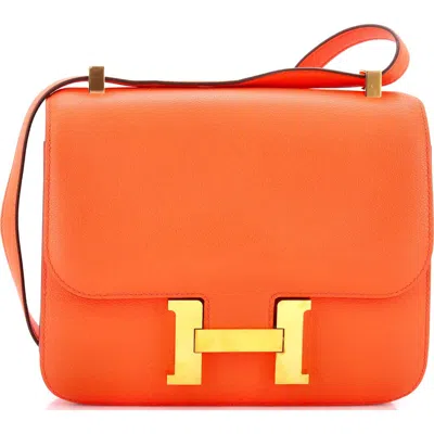 Pre-owned Hermes  Hermes Constance Bag Evercolor 24 In Orange