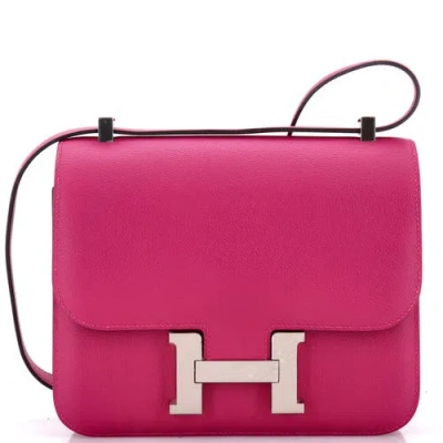 Pre-owned Hermes  Hermes Constance Bag Evercolor 24 In Pink