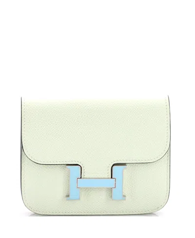 Pre-owned Pre-owned Hermes  Hermes Constance Mini Slim Epsom Leather Wallet In Green