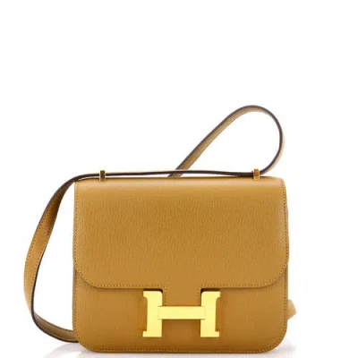 Pre-owned Hermes  Hermes Constance Nm Bag Chevre Mysore 18 In Metallic Gold