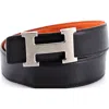 Pre-owned Hermes  Hermes Constance Reversible Belt Leather Medium In Black