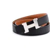 Pre-owned Hermes  Hermes Constance Reversible Belt Leather Thin In Black
