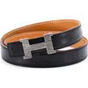 Pre-owned Hermes  Hermes Constance Reversible Belt Leather Thin In Black