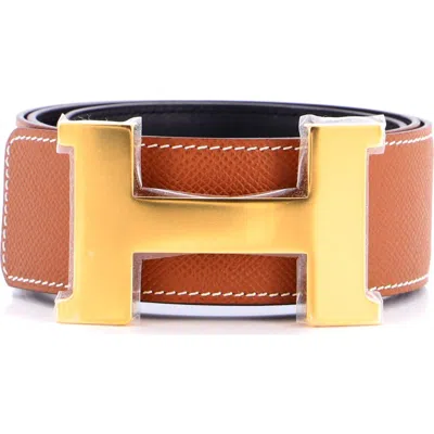 Pre-owned Hermes  Hermes Constance Reversible Belt Leather Wide In Brown