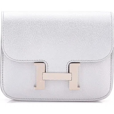 Pre-owned Hermes  Hermes Constance Slim Wallet Chevre Chamkilight In Orange