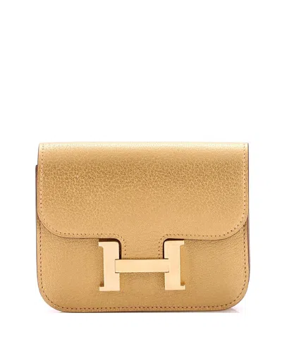 Pre-owned Pre-owned Hermes  Hermes Constance Slim Wallet Chevre Chamkilight In Gold