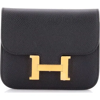 Pre-owned Hermes  Hermes Constance Slim Wallet Epsom In Black