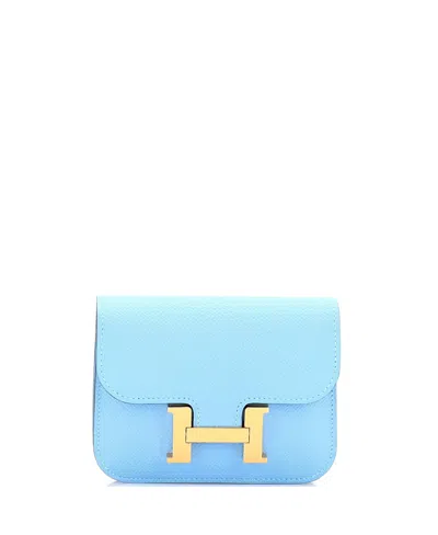 Pre-owned Pre-owned Hermes  Hermes Constance Slim Wallet Epsom In Blue