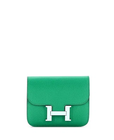 Pre-owned Pre-owned Hermes  Hermes Constance Slim Wallet Epsom In Green