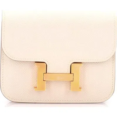 Pre-owned Hermes  Hermes Constance Slim Wallet Epsom In Neutral