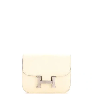 Pre-owned Pre-owned Hermes  Hermes Constance Slim Wallet Epsom In White