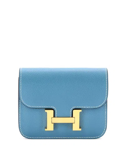 Pre-owned Pre-owned Hermes  Hermes Constance Slim Wallet Evercolor In Blue