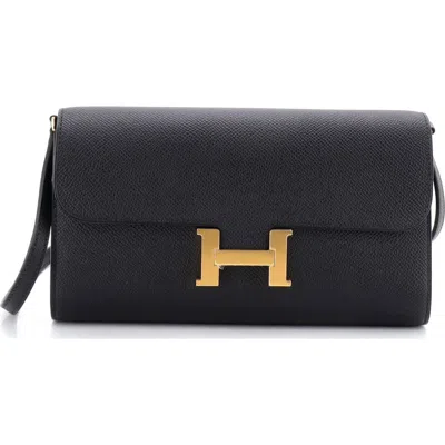 Pre-owned Hermes  Hermes Constance To Go Wallet Epsom In Black
