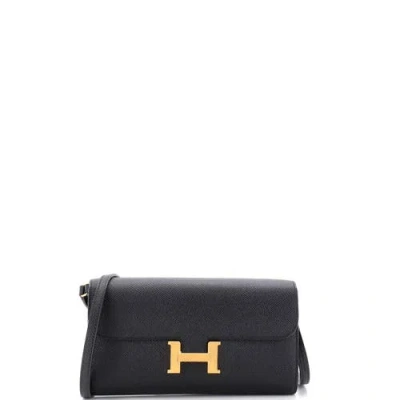 Pre-owned Hermes  Hermes Constance To Go Wallet Epsom In Black