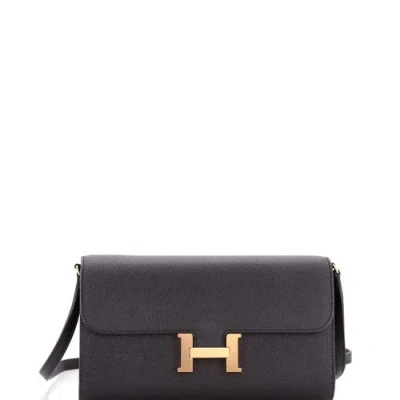 Pre-owned Hermes  Hermes Constance To Go Wallet Epsom In Black