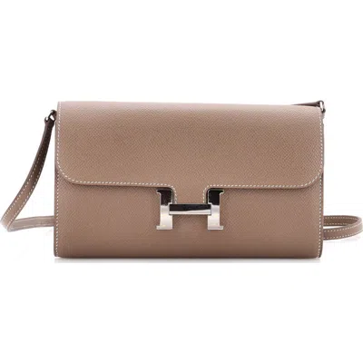 Pre-owned Hermes  Hermes Constance To Go Wallet Epsom In Brown