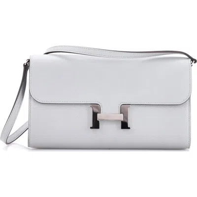 Pre-owned Hermes  Hermes Constance To Go Wallet Evercolor In Gray