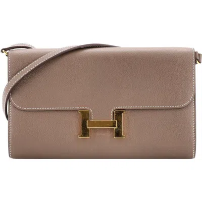 Pre-owned Hermes  Hermes Constance To Go Wallet Evercolor In Brown
