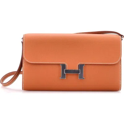 Pre-owned Hermes  Hermes Constance To Go Wallet Evercolor In Brown