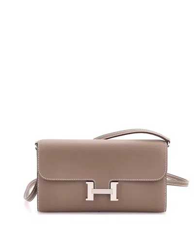 Pre-owned Pre-owned Hermes  Hermes Constance To Go Wallet Evercolor In Gray