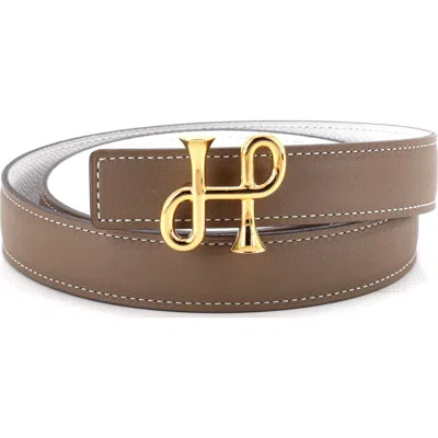 Pre-owned Hermes  Hermes Cor Baroque Reversible Belt Leather Thin In Brown