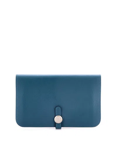 Pre-owned Pre-owned Hermes  Hermes Dogon Duo Combined Wallet Leather In Blue