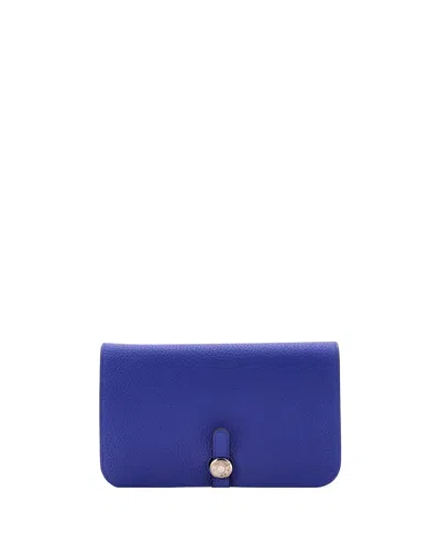 Pre-owned Pre-owned Hermes  Hermes Dogon Duo Combined Wallet Leather In Blue