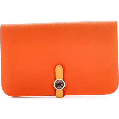 Pre-owned Hermes  Hermes Dogon Duo Combined Wallet Leather In Neutral