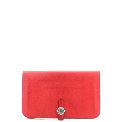 Pre-owned Pre-owned Hermes  Hermes Dogon Duo Combined Wallet Leather In Red