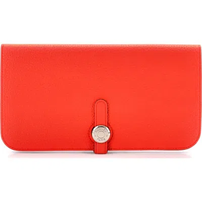 Pre-owned Hermes  Hermes Dogon Recto Verso Wallet Leather In Orange