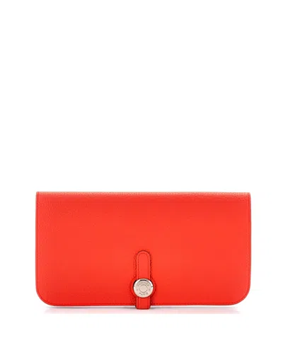 Pre-owned Pre-owned Hermes  Hermes Dogon Recto Verso Wallet Leather In Orange