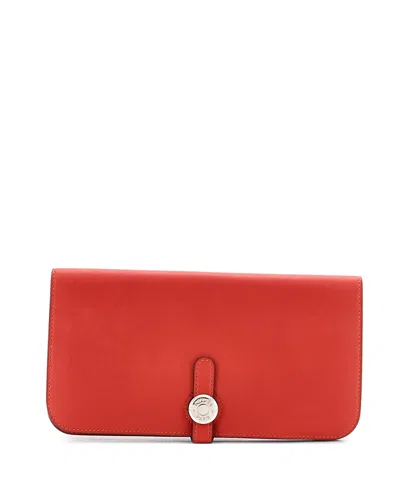 Pre-owned Pre-owned Hermes  Hermes Dogon Recto Verso Wallet Leather In Orange