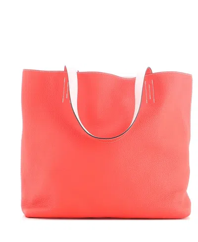 Pre-owned Pre-owned Hermes  Hermes Double Sens 45 Clemence Tote In Red