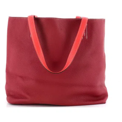 Pre-owned Hermes  Hermes Double Sens Tote Clemence 36 In Red